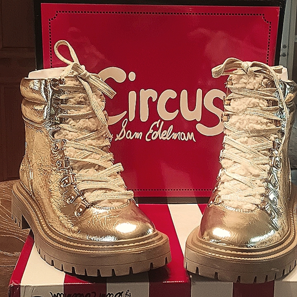 NWOT: Circus by Sam Edelman Flora Gold Crackle Boots